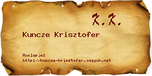 Kuncze Krisztofer névjegykártya